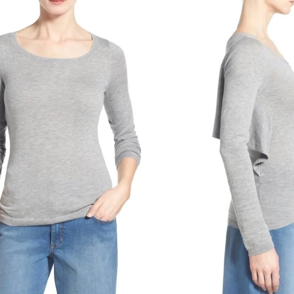 Olivia Palermo for Chelsea28 Ruffle Open Back Sweater in Grey Size Small - Image 7