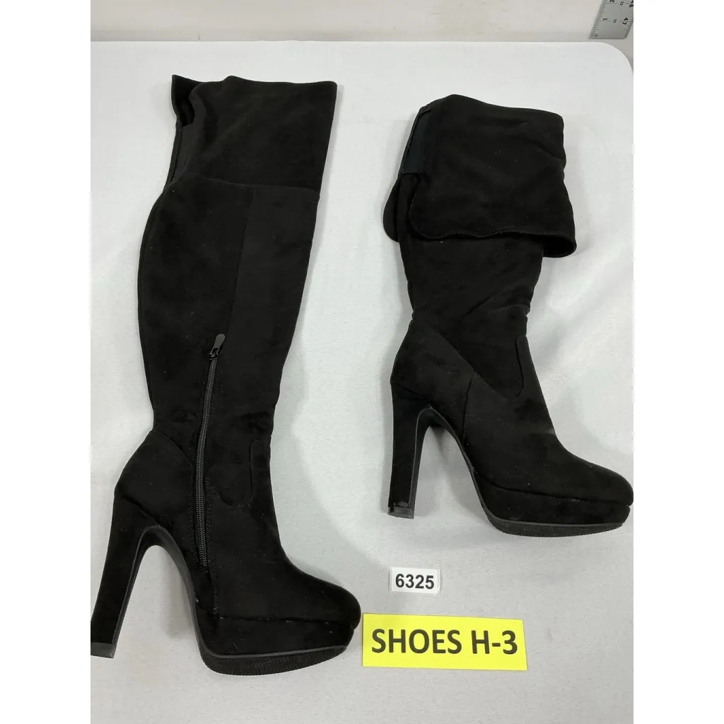 Womans Dream Pairs Platform Otk Boots 8 Black Cuff Heel 1/4 Zip Round Toe NWOT - Image 2