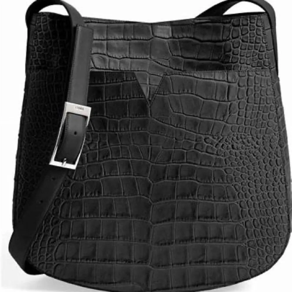 Vince Dark Blue Crocodile Leather Embossed Calf Skin Crossbody Bag Purse - Image 2