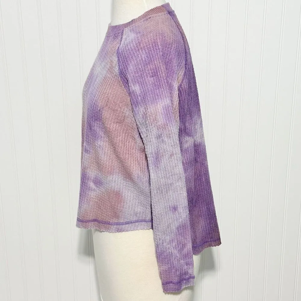Wild Fable Women's Tie Dye Crew Neck Long Sleeve Henley Thermal Top Purple Sz XS - Image 7