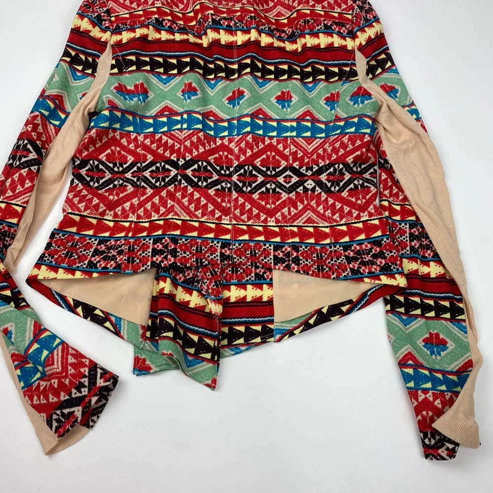 BCBGMAXAZARIA Colorful Ash Moto Zip Tribal Jacket  Women’s Size S - Image 11
