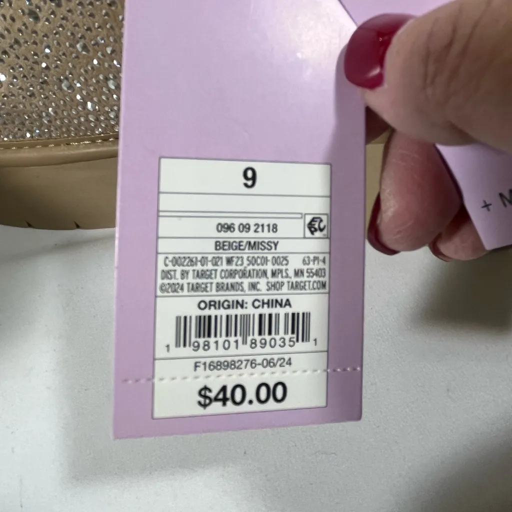 Wild Fable Missy Women's Rhinestone Winter Boots Faux fur lining Tan Sz 9 - Image 8