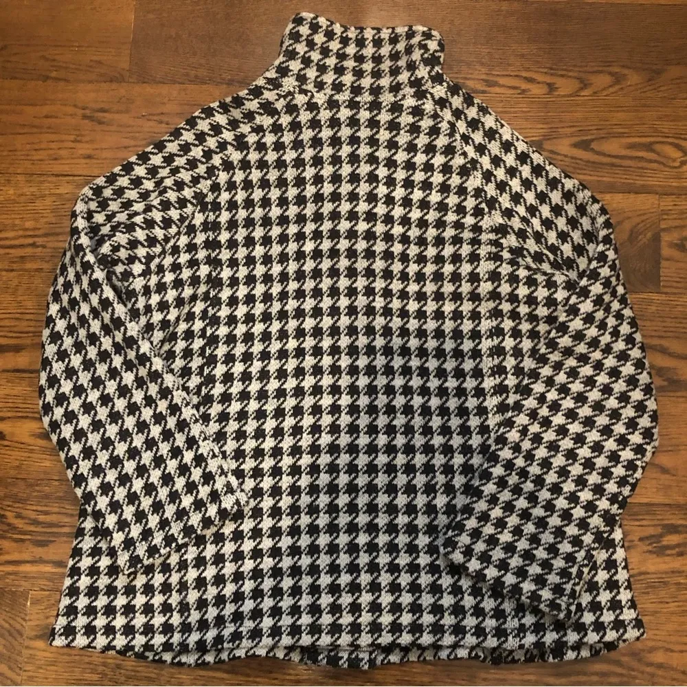 COLDWATER CREEK Black and White Houndstooth Single Breast Cape Coat Sz 1X - Image 5