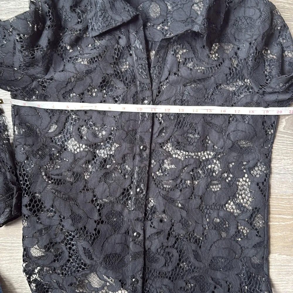Diane Von Furstenberg Lorelei Two Bloom Black Jacquard Lace Button down 6 - Image 9