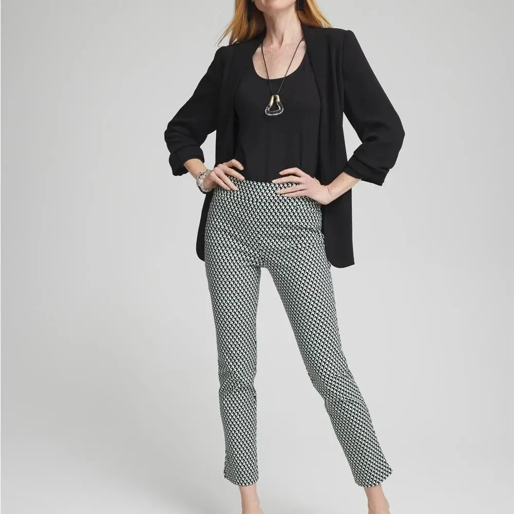 Chicos so slimming Brigitte Dot Grid Ankle pull on Pants black‎ white size 1.5 - Image 13