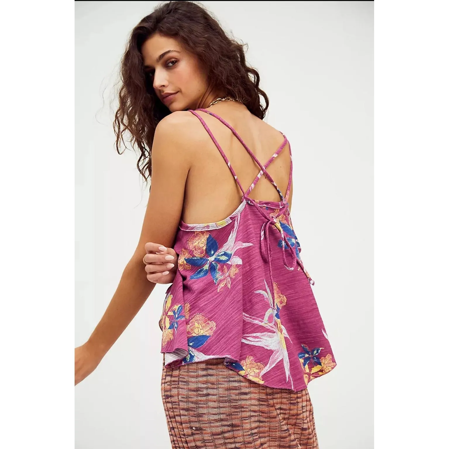 Free People We Are The Free Hey Girl Floral‎ V-Neck Tank Top Size L NWT - Image 2