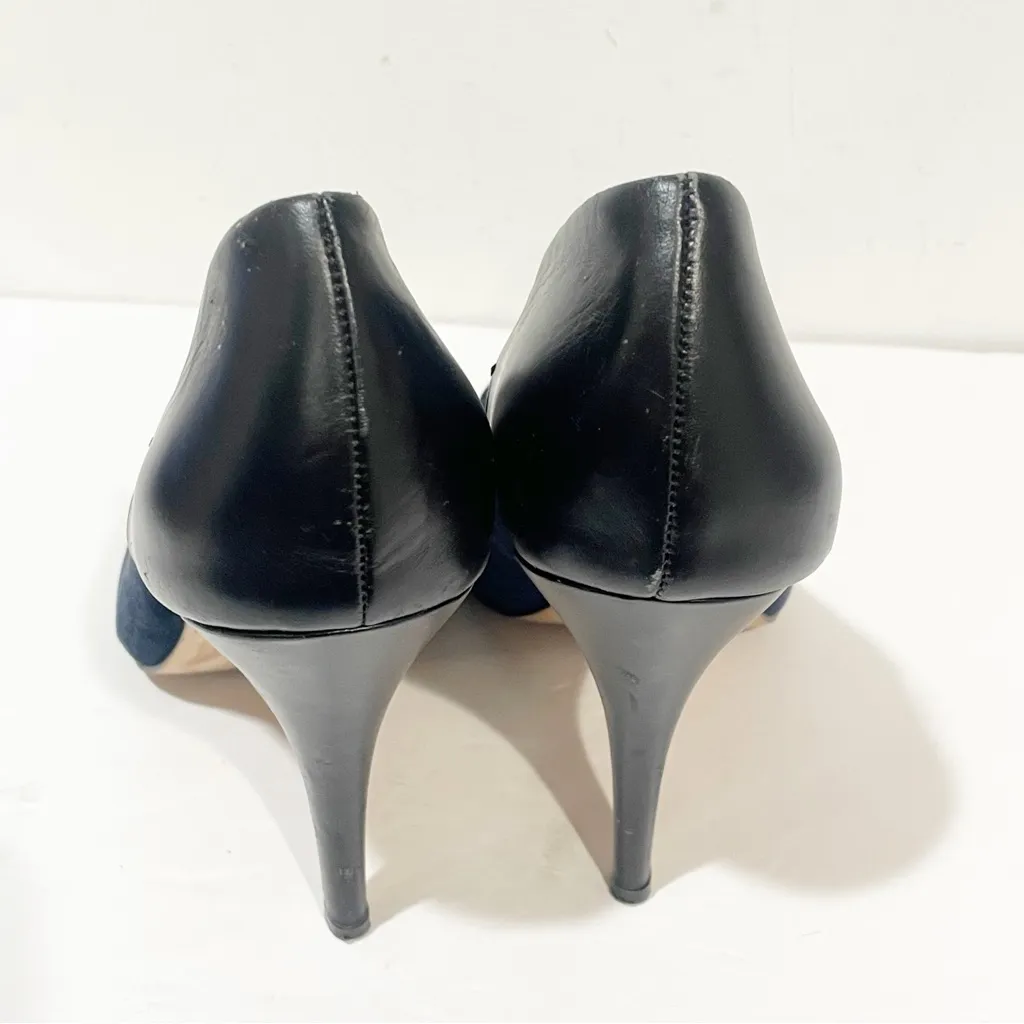 Madewell Shoes‎ Womens Black Blue Suede Heels Cocktail Dress Work Pumps Size 9.5 - Image 4