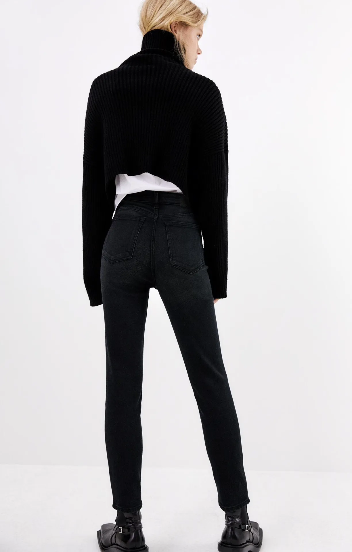 Faded Black Vintage Warm Skinny Jeggings Jeans - Image 3
