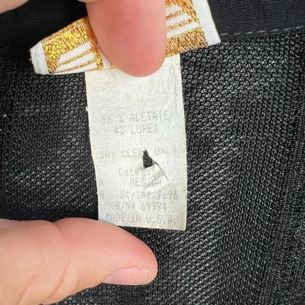 Vintage RIO Black Feather Fringe Jacket Top Rhinestone Buttons Semi Sheer Size M Size M - Image 12