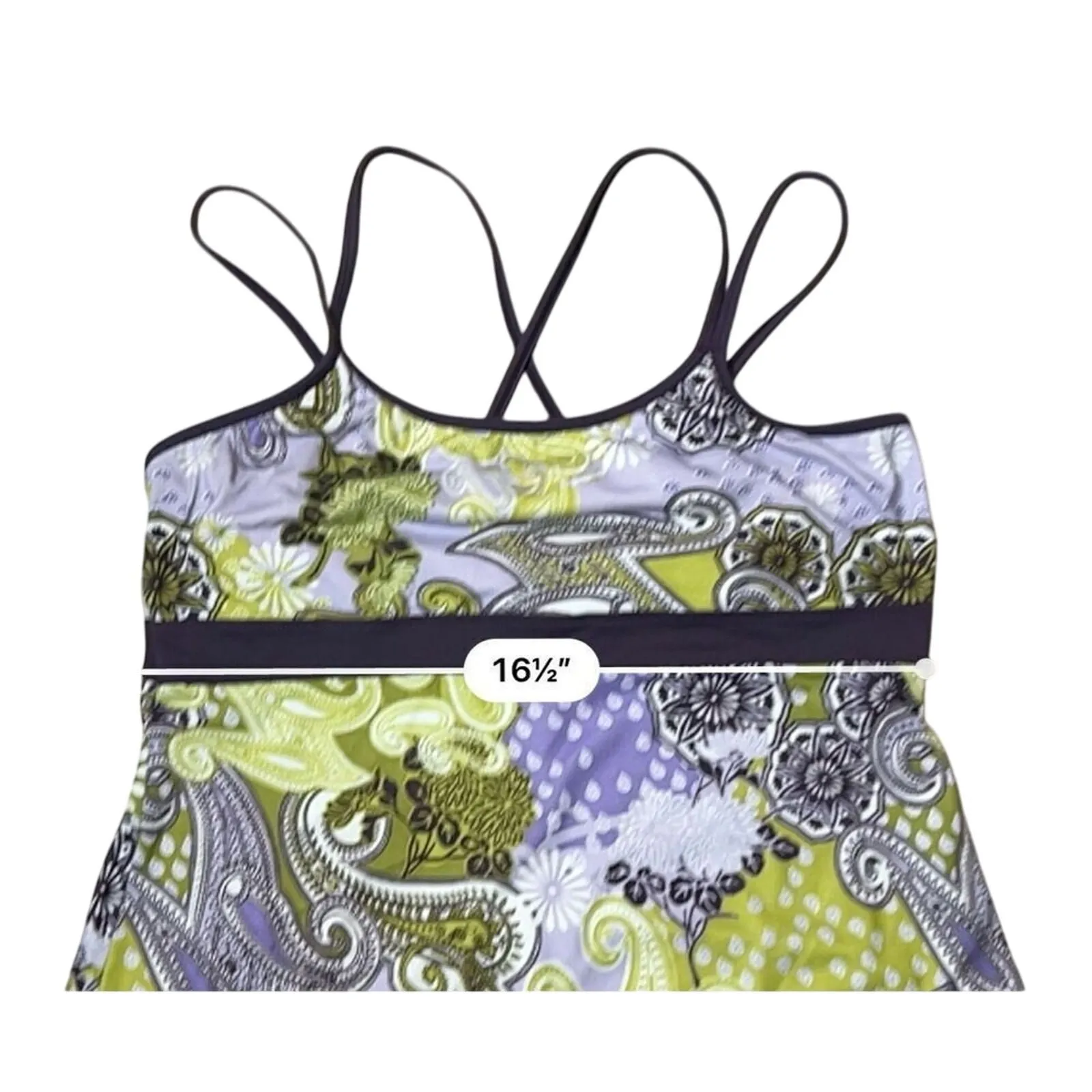 Prana Breathe Sleeveless Purple Floral Tank‎ Top UPF Moisture Wicking LARGE Yoga - Image 5