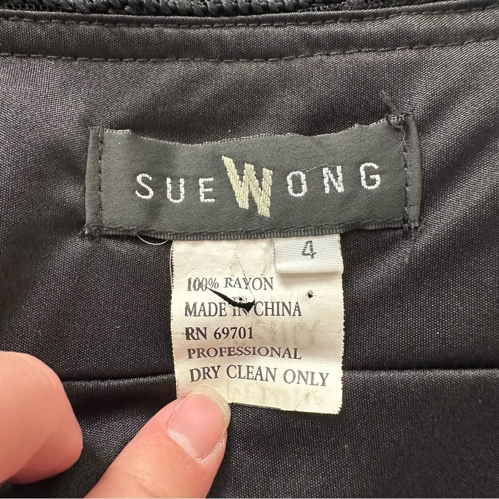 Sue Wong Vintage Black Crochet Halter Dress - Image 8