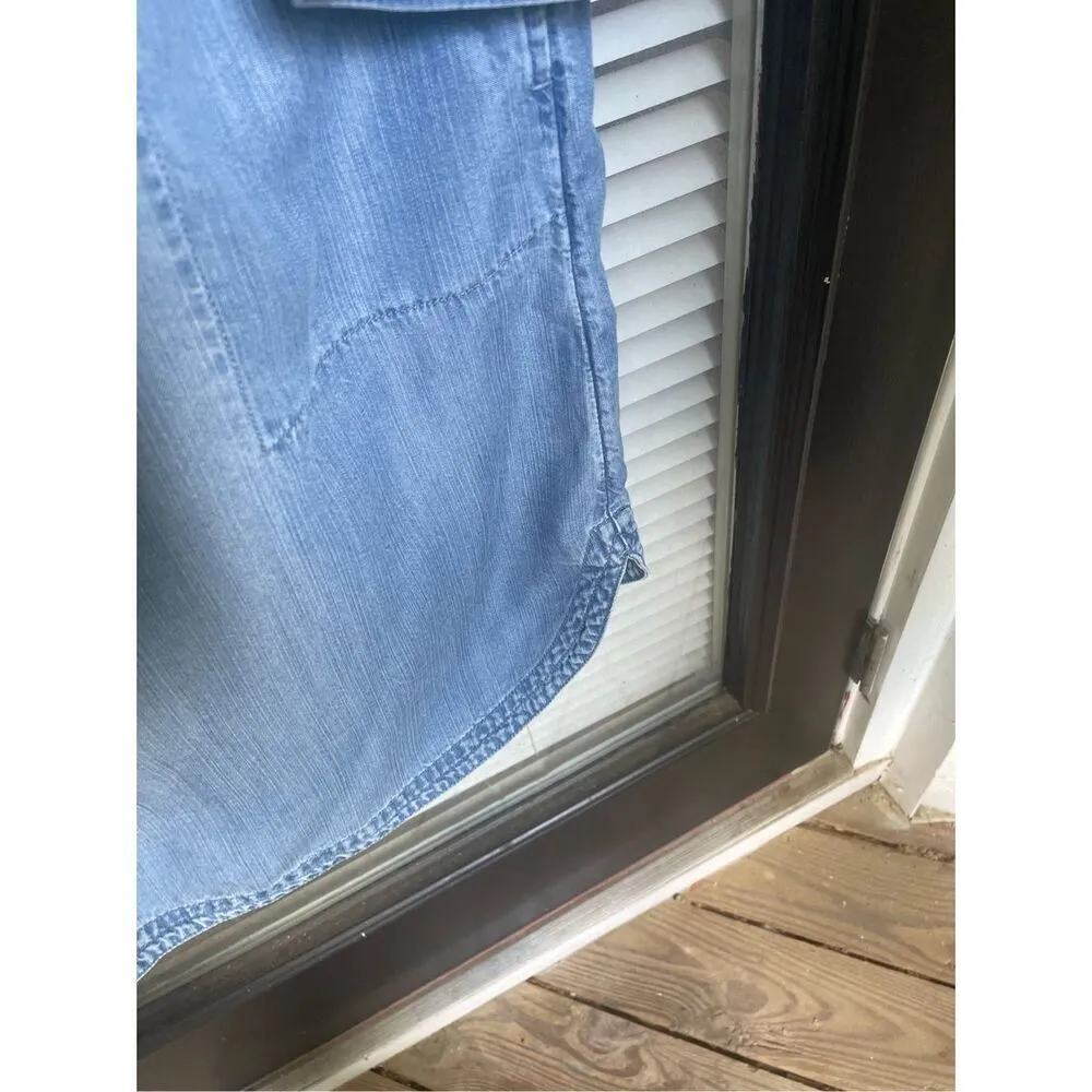 NWT JJill Lightweight Fringe Neck Button Front Denim Shirt Dress XLP Blue Size undefined - Image 15