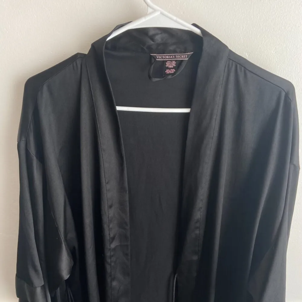 Victoria's Secret Black Satin Midi Robe - Image 5