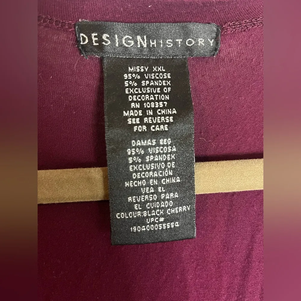 Design History Deep Maroon Sheer Chiffon Trim Detailing Waterfall Cardigan XXL - Image 16