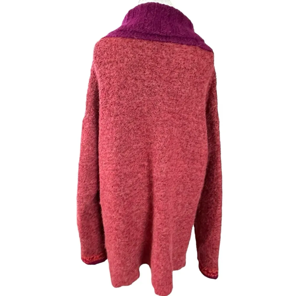 Free People Oversized Chunky Knit Tiger Eye Turtleneck Medium Wool Alpaca Mohair - Image 7