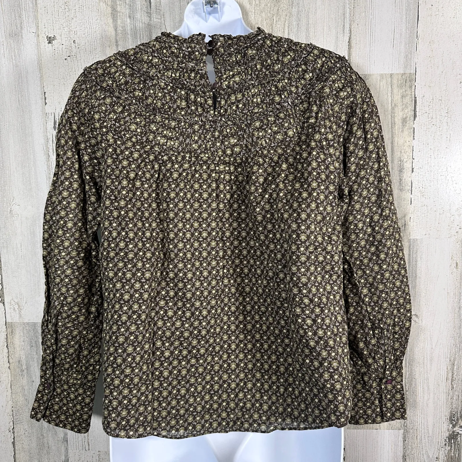 Rebecca Taylor Feather Fleur Smocked Blouse – Size 6 – Cotton Floral Boho Chic - Image 2