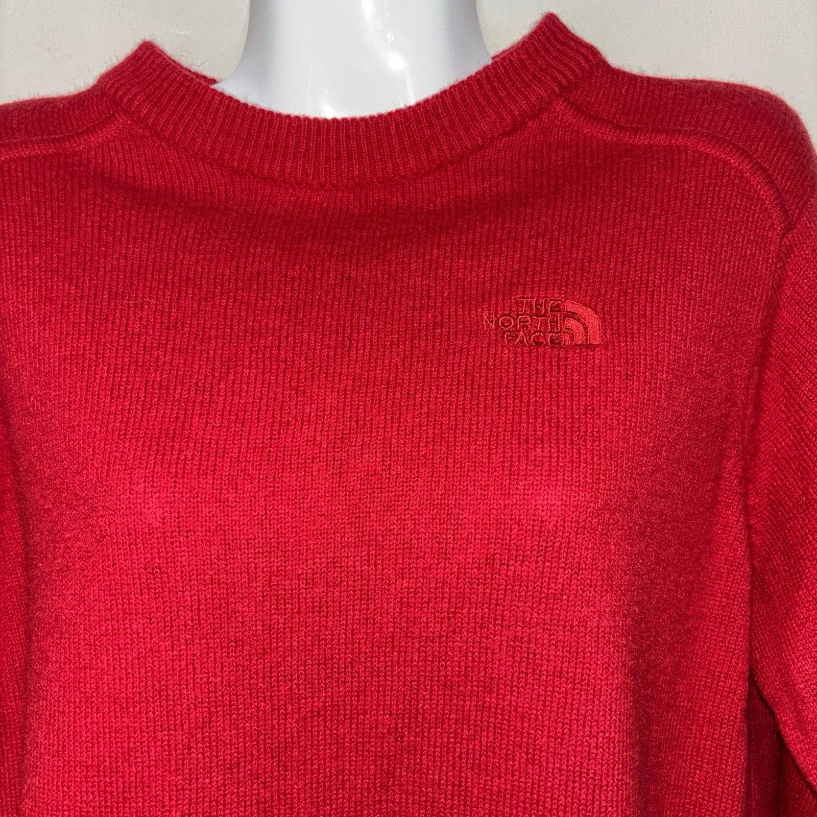 The North Face Women Wool Blend Knit Sweater Crew Neck Winter Red Sz Sp - Image 4