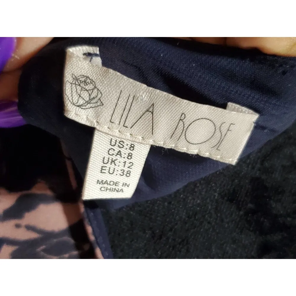 Lila Rose Women's Blue Polyester Round Neck Long Sleeve Knee Length Dress Size 8 - Image 8