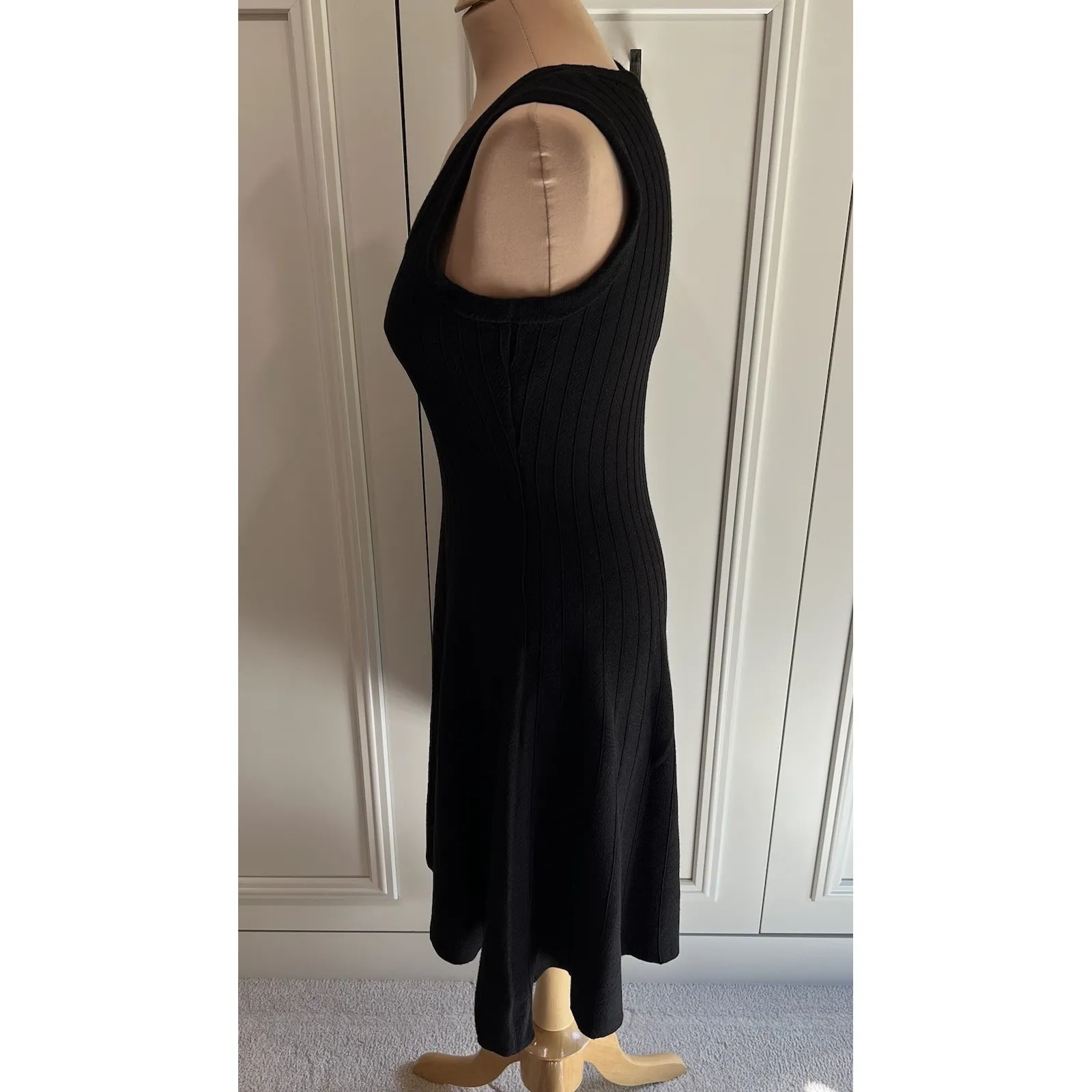 Nic + Zoe Black Knit Fit & Flare‎ Sleeveless Dress Ribbed Minimalist Goth LBD - Image 5