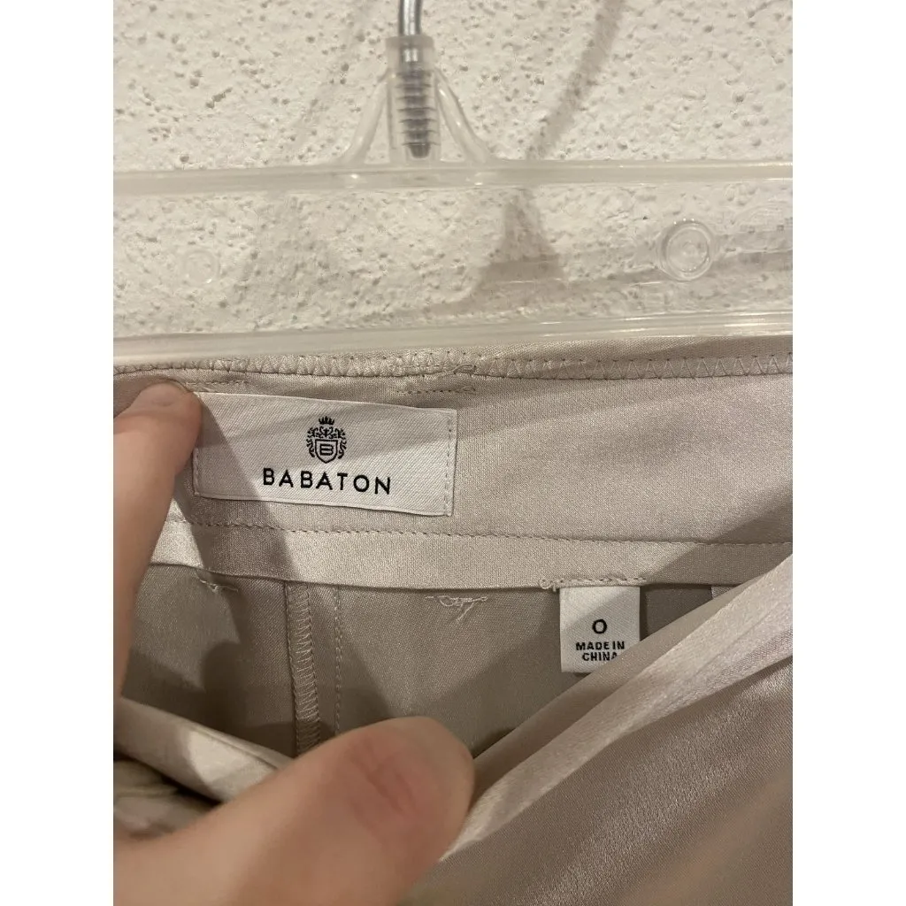 Babaton Refined Satin Cargo Pants Womens 0 Beige Tapered Ankle Tie Jogger Pocket - Image 3
