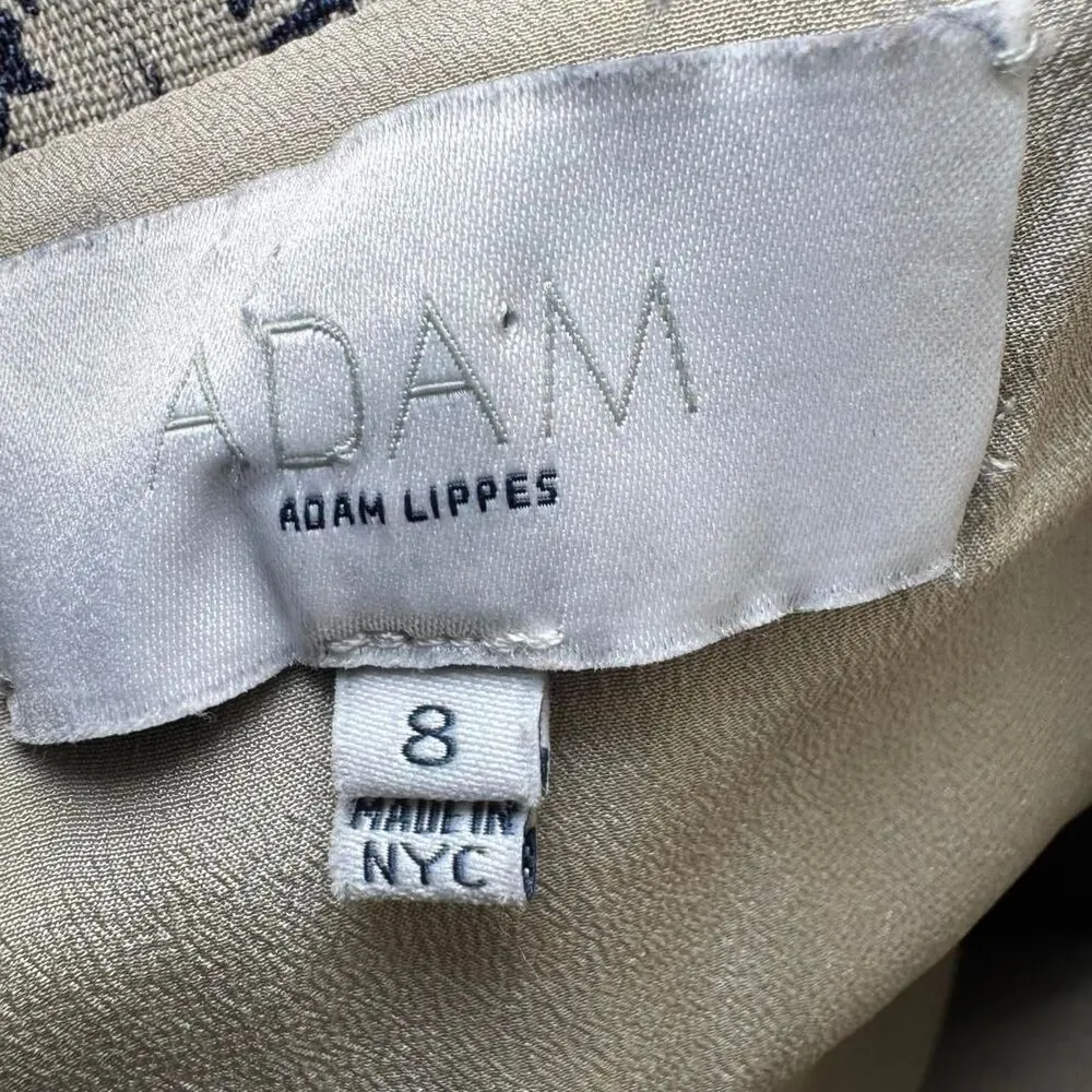 Adam Lippes NYC Women's Navy Blue Floral Linen and Cotton silk Lined Dress 12 Size 8 - Image 6