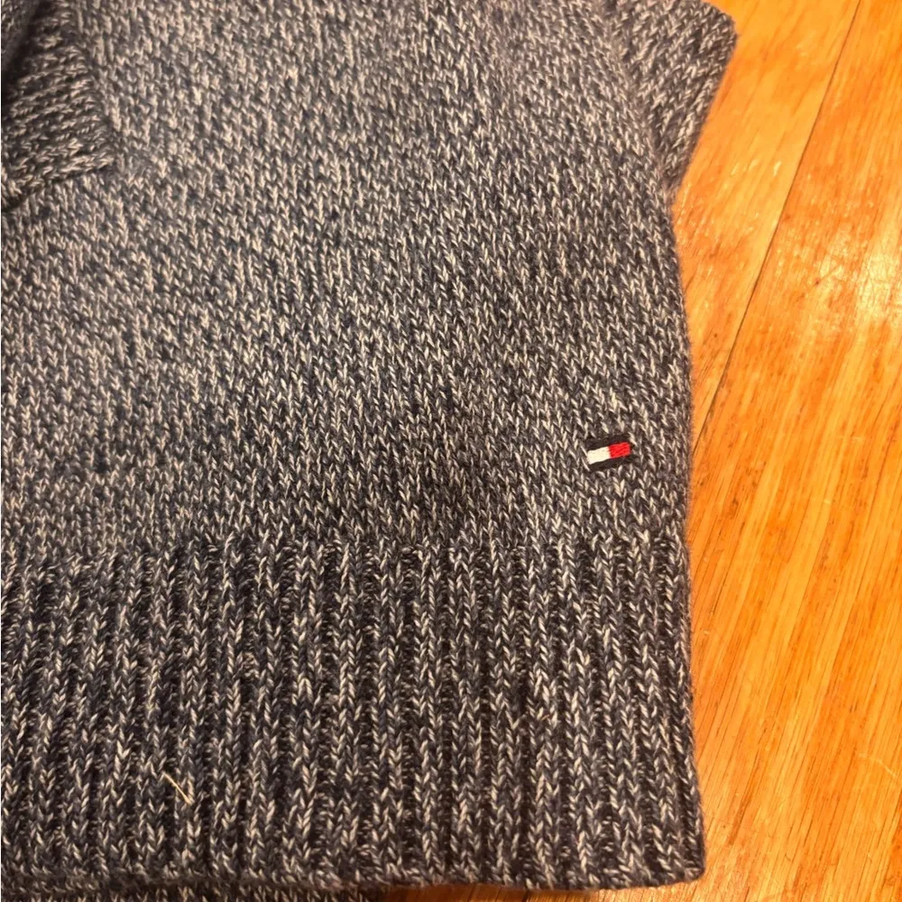 Women's Tommy Hilfiger Small Blue/Grey Cotton Short Sleeve Knee Length Dress - Image 8