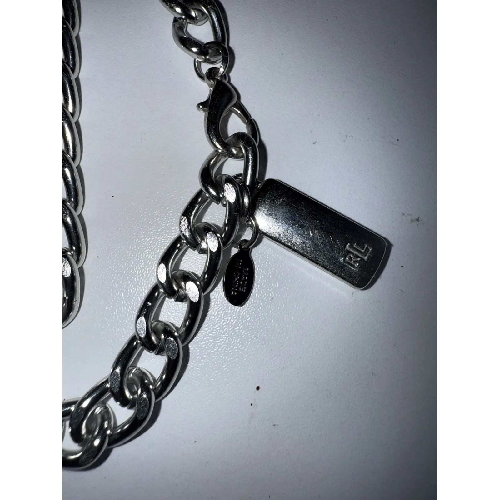 Limited‎ Edition Ralph Lauren Metal Silver Plated Chain Necklace 41" Long Wrap - Image 3