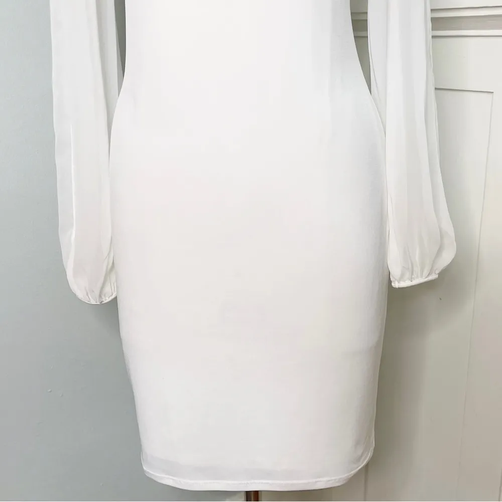Ivanka Trump White Sheath Dress with Sheer Long Sleeves 4 Small - Image 5