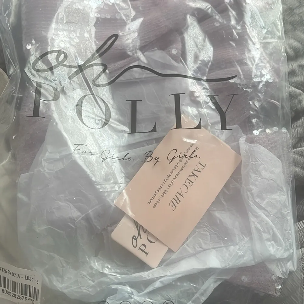 Oh Polly ANYA Sheer Sequin Side Split Mid Rise Mini Skirt in Lilac NEW - Image 6