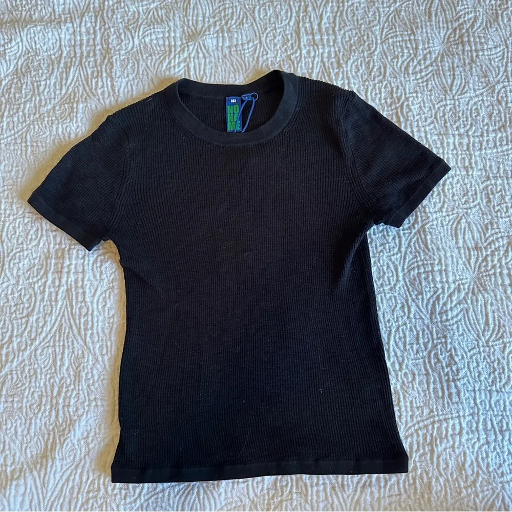 No Name Crewneck Tee Black Ribbed NWT NEW Small - Image 2