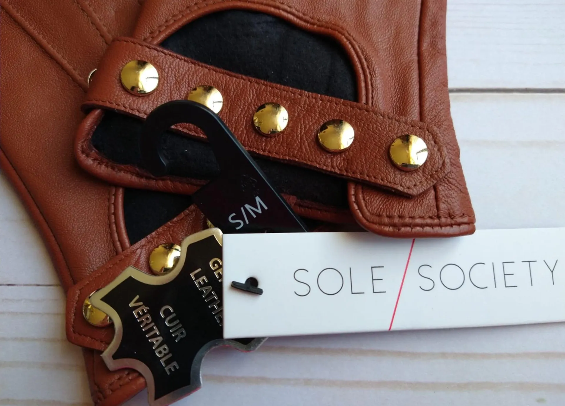 Leather Gloves with Studs NWT - Image 5