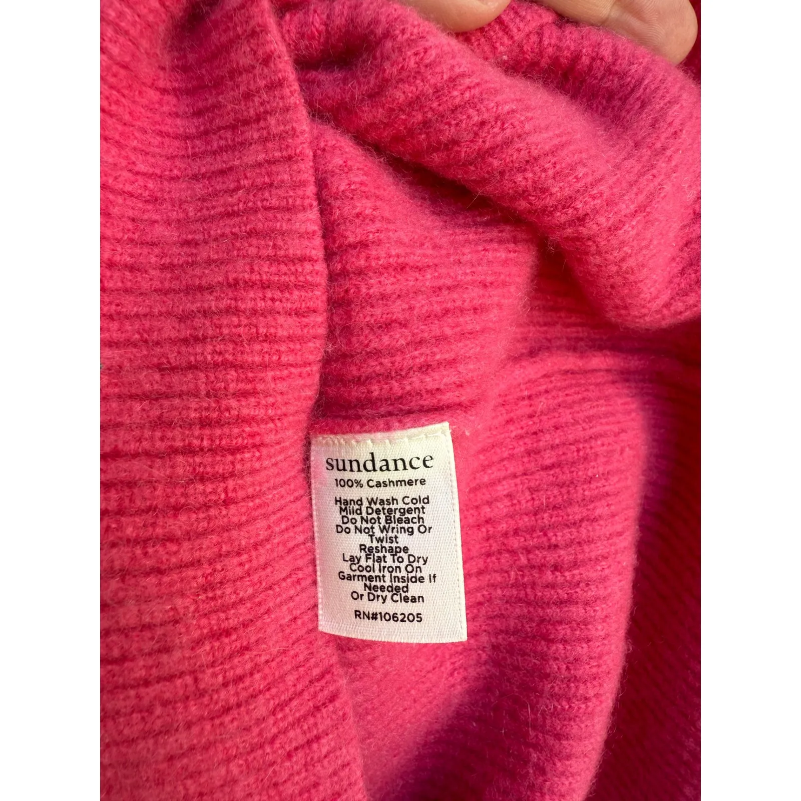 Sundance Hot Pink Long Sleeve Rowan Cashmere Pullover V-Neck Sweater Size Small - Image 3