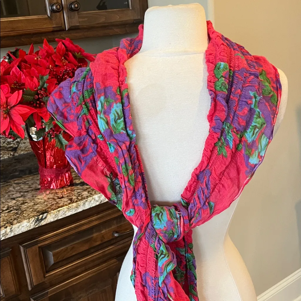 Cejon colorful Pink Purple Floral Long Fashion Scarf - Image 5