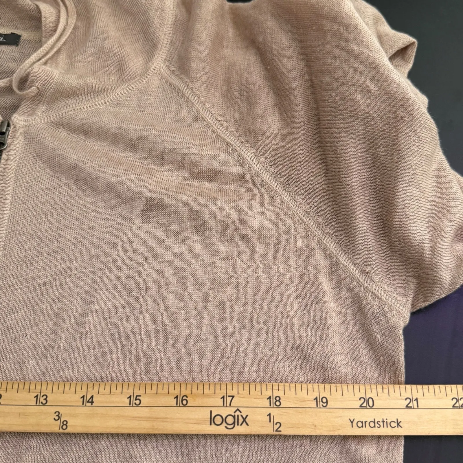 Amici Minimalist Linen Lightweight Hoodie Women Size M/L Layering Piece Tan Size M - Image 11