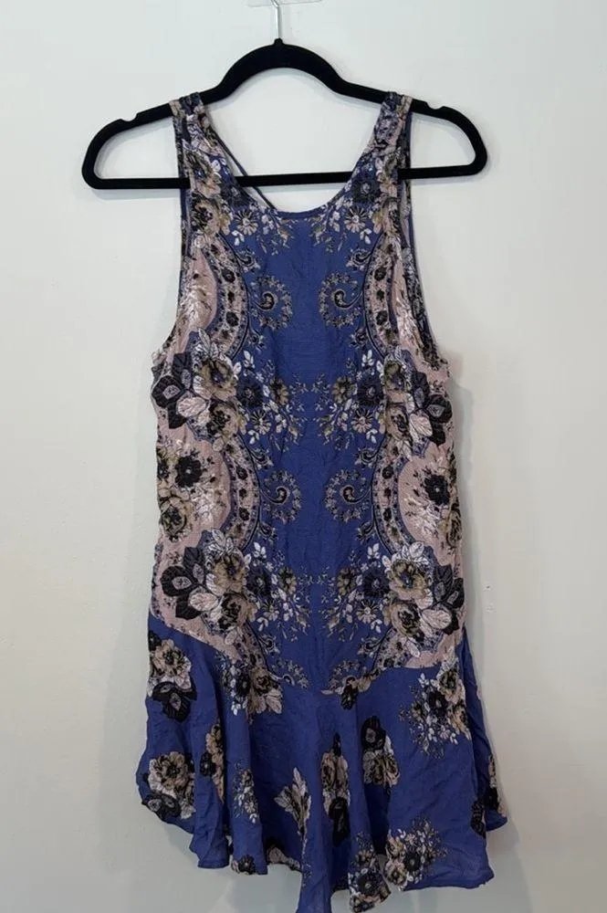 Free People Printed Dobby Dot Flouncy Hem Slip Boho Floral Dress size  XS - Image 2