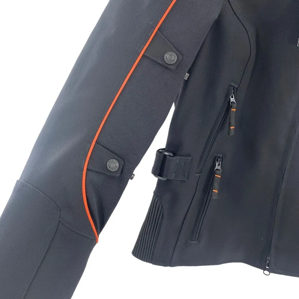 Harley Davidson Fennimore Stretch‎ Moto Riding Jacket Womens M Tall Black Orange Size M - Image 8