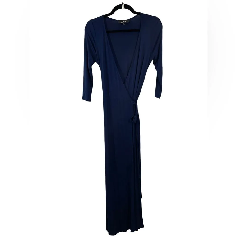 NWT‎ Lulus Garden District Navy Blue Wrap Maxi Dress Size Small - Image 4