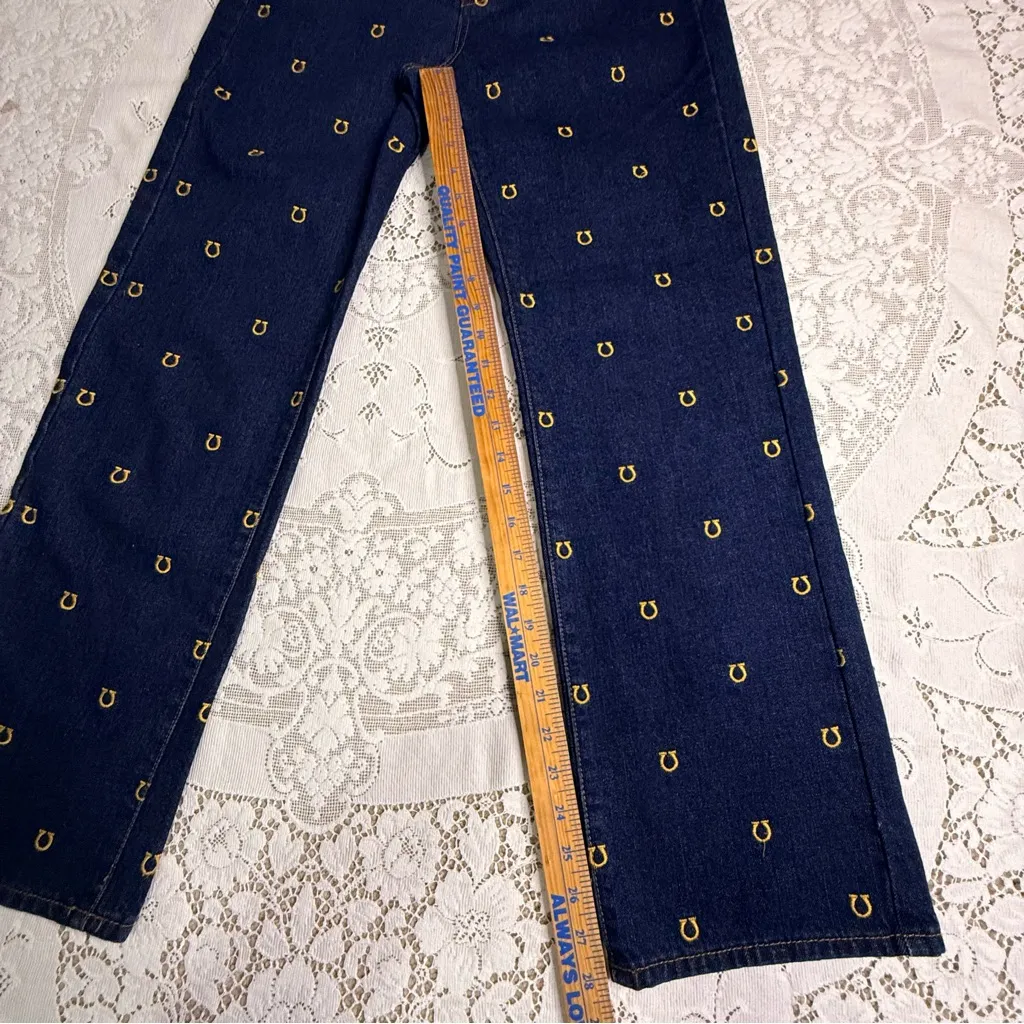 BDG High Waist Baggy Horseshoe Embroidered Dark Wash Cowboy Jeans size 27 - Image 14