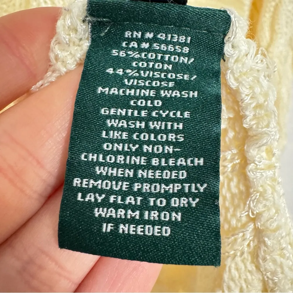 Lauren Ralph Lauren Cream Cable Knit Cardigan Sweater Womens M Duster Preppy Size M - Image 8