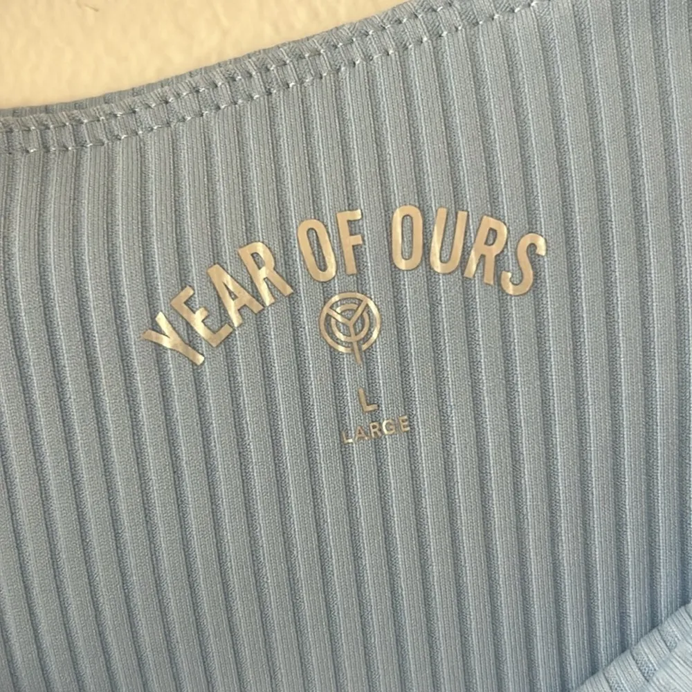 Year of Ours Women's Baby Blue Ribbed Veronica Legging Size Large - Image 4