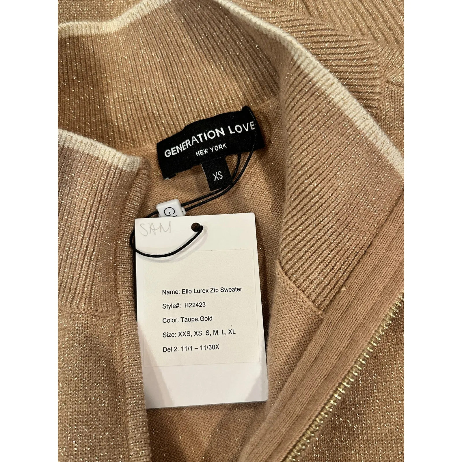 NEW NWT Generation Love Elio Lurex Zip Sweater XS - Image 5