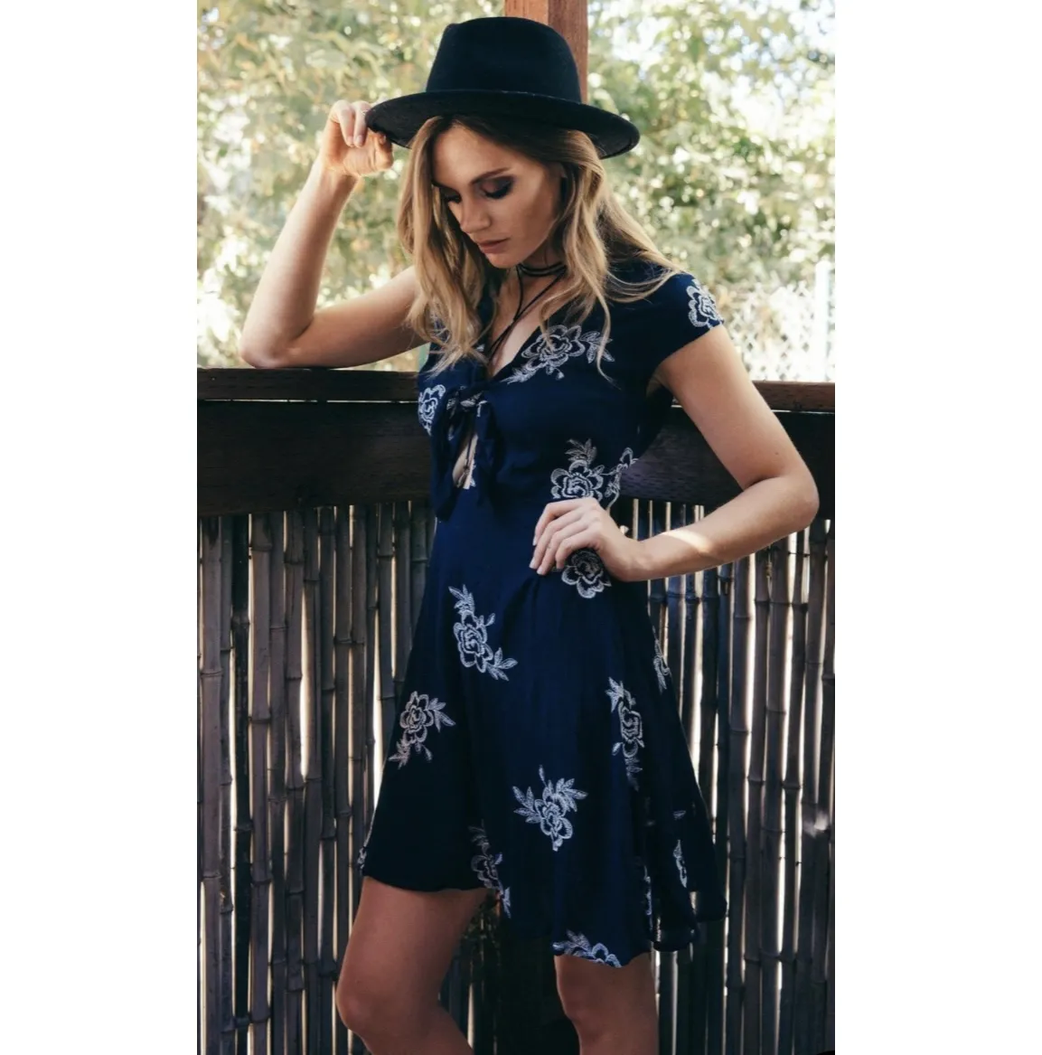 SAGE AND SADIE Scarlett Navy Blue Mini Dress  - Image 3