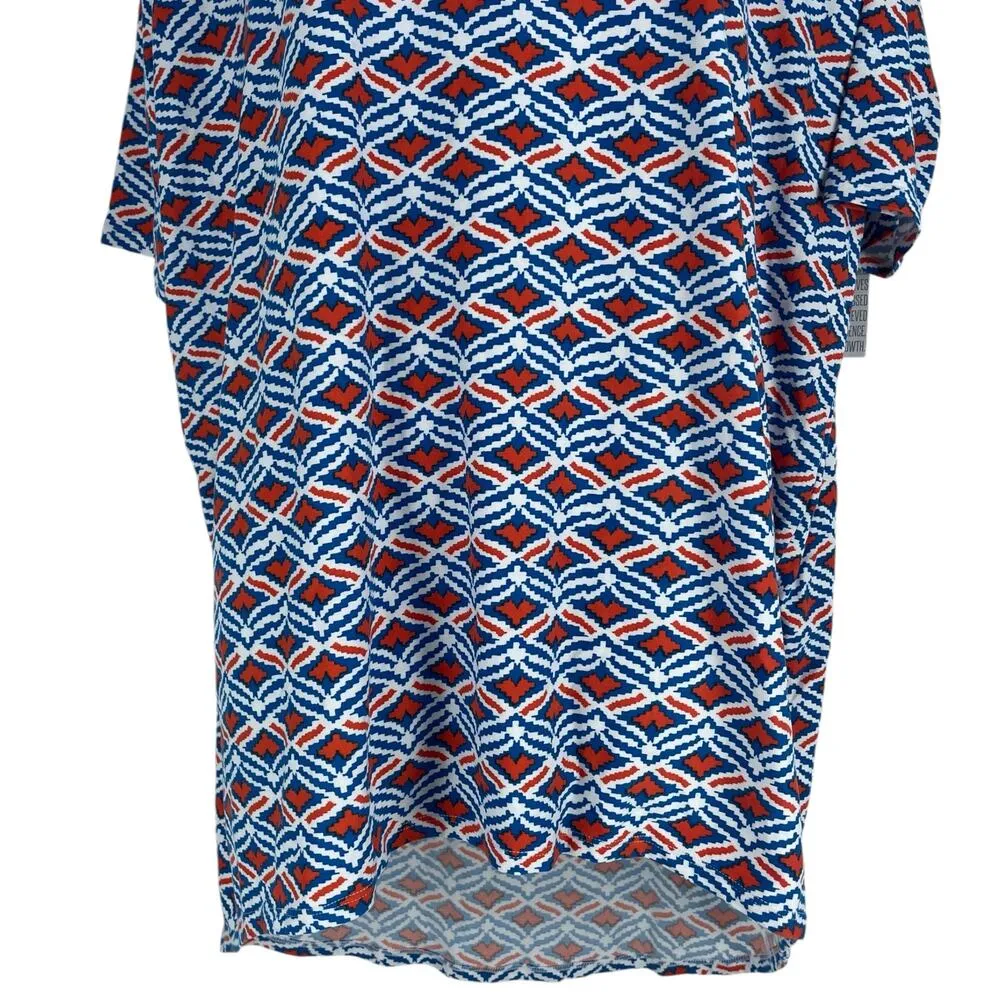 Lularoe Irma Short Sleeve Printed Oversized Tunic Top Blue Size M - Image 4