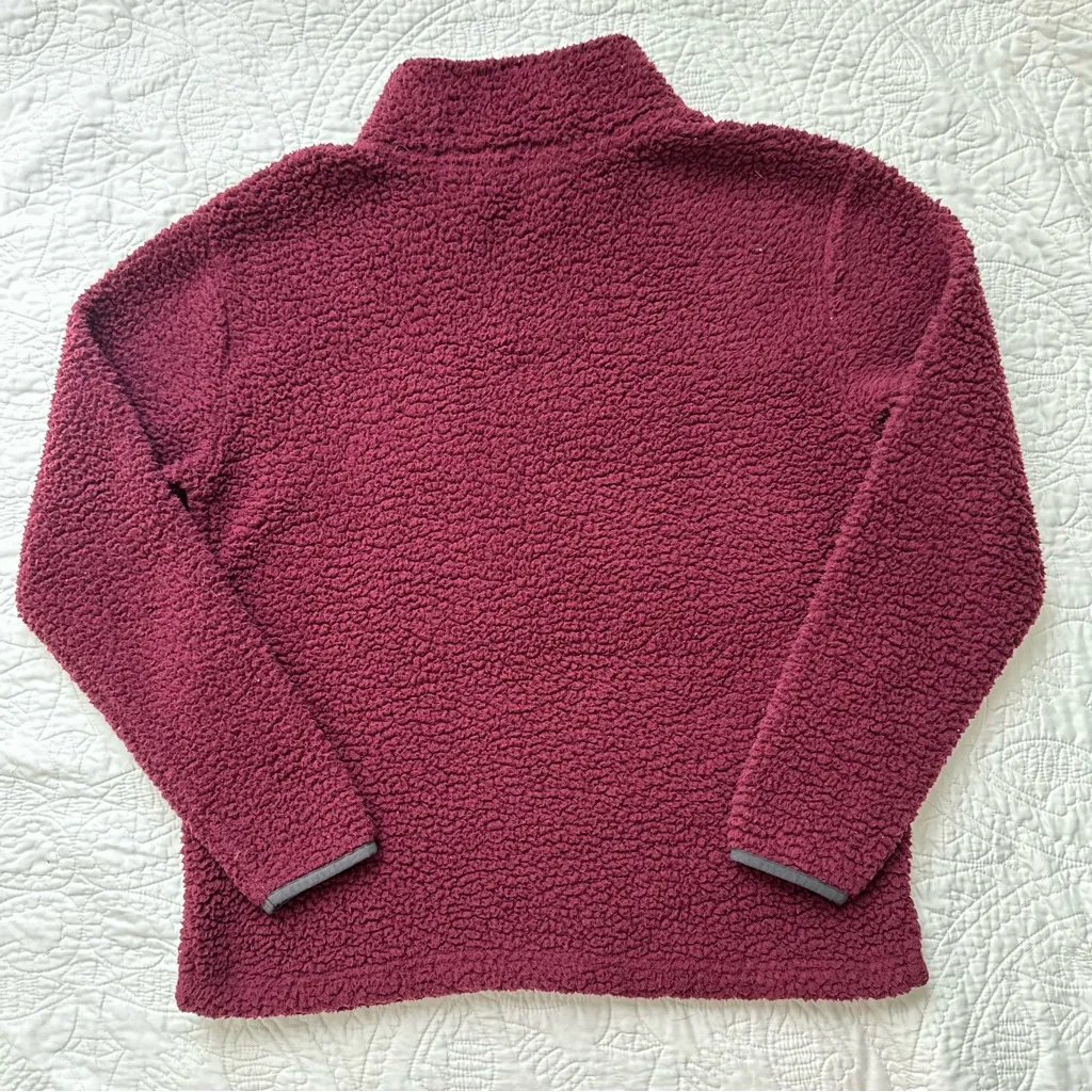 Victoria’s Secret Pink Burgundy Maroon Sherpa Quarter Zip Pullover S Small - Image 2