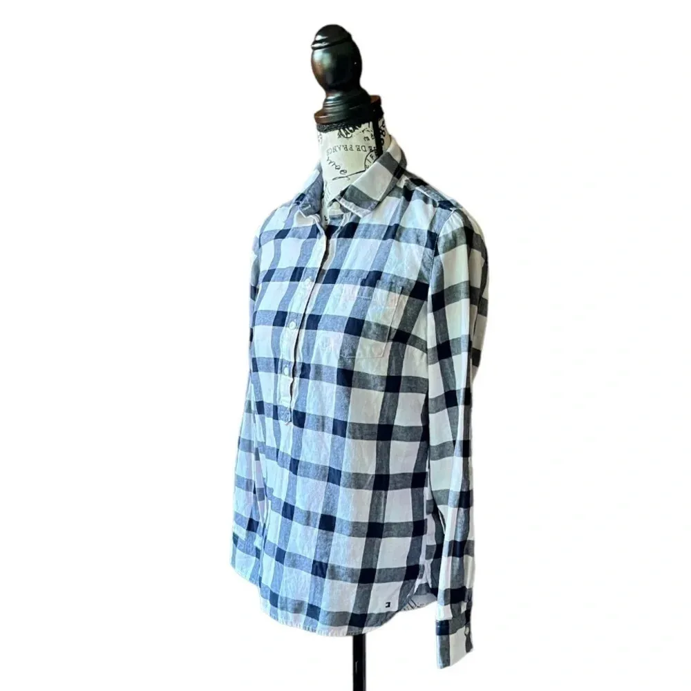 Tommy Hilfiger Check Plaid Popover Shirt S Fishermen Angler Hiking Preppy Y2K - Image 3