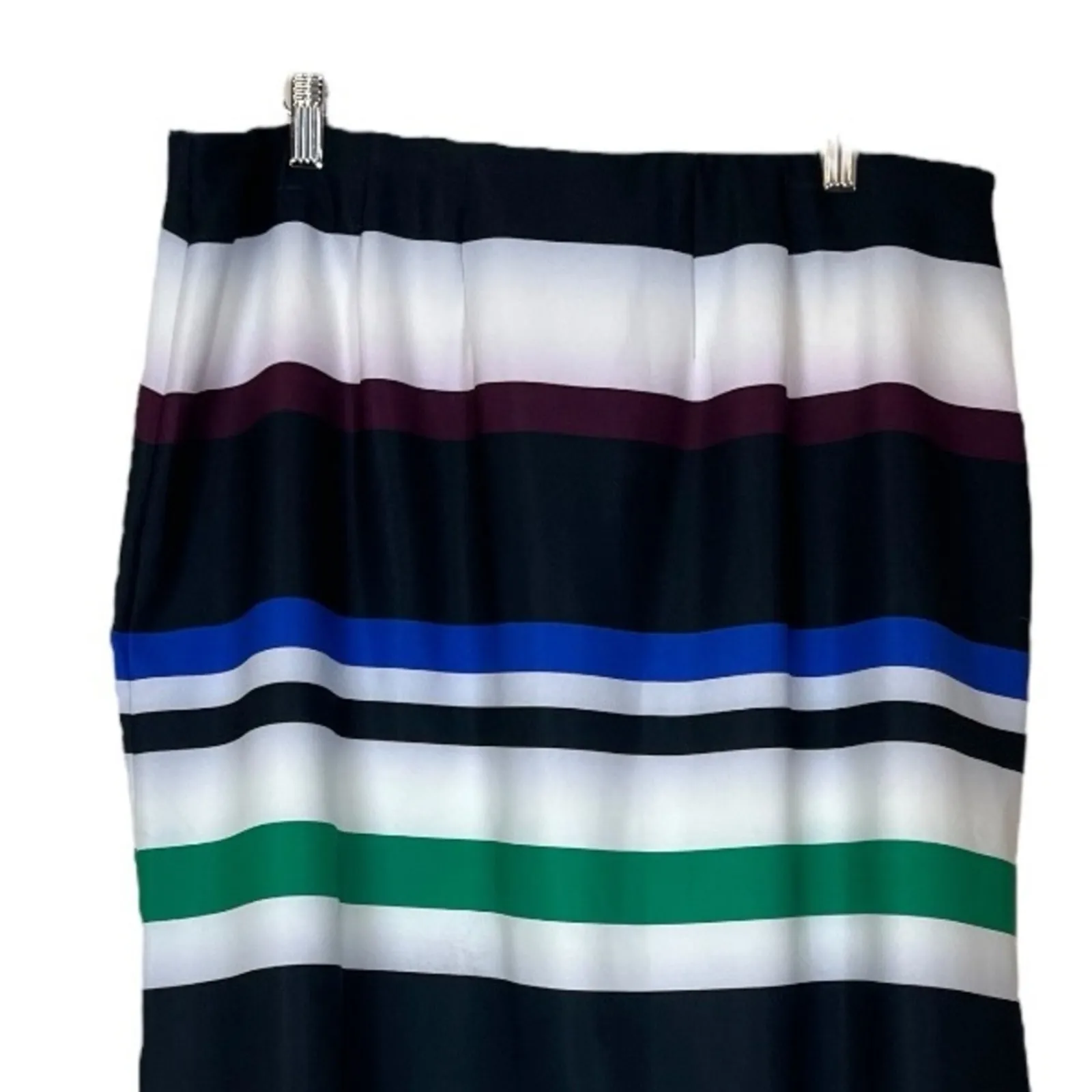 Lane Bryant Skirt Ruffle Front Pencil Scuba Pull On Black Stripe Women’s Size 16 - Image 5