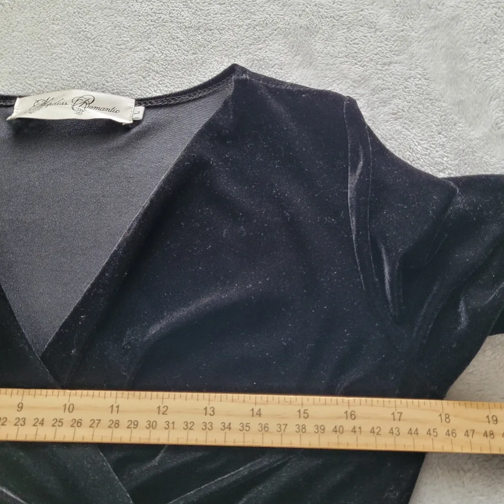 Hopeless Romantic Black Velvet Maxi Dress Long Sleeve Size L Large Gothic Witch - Image 14