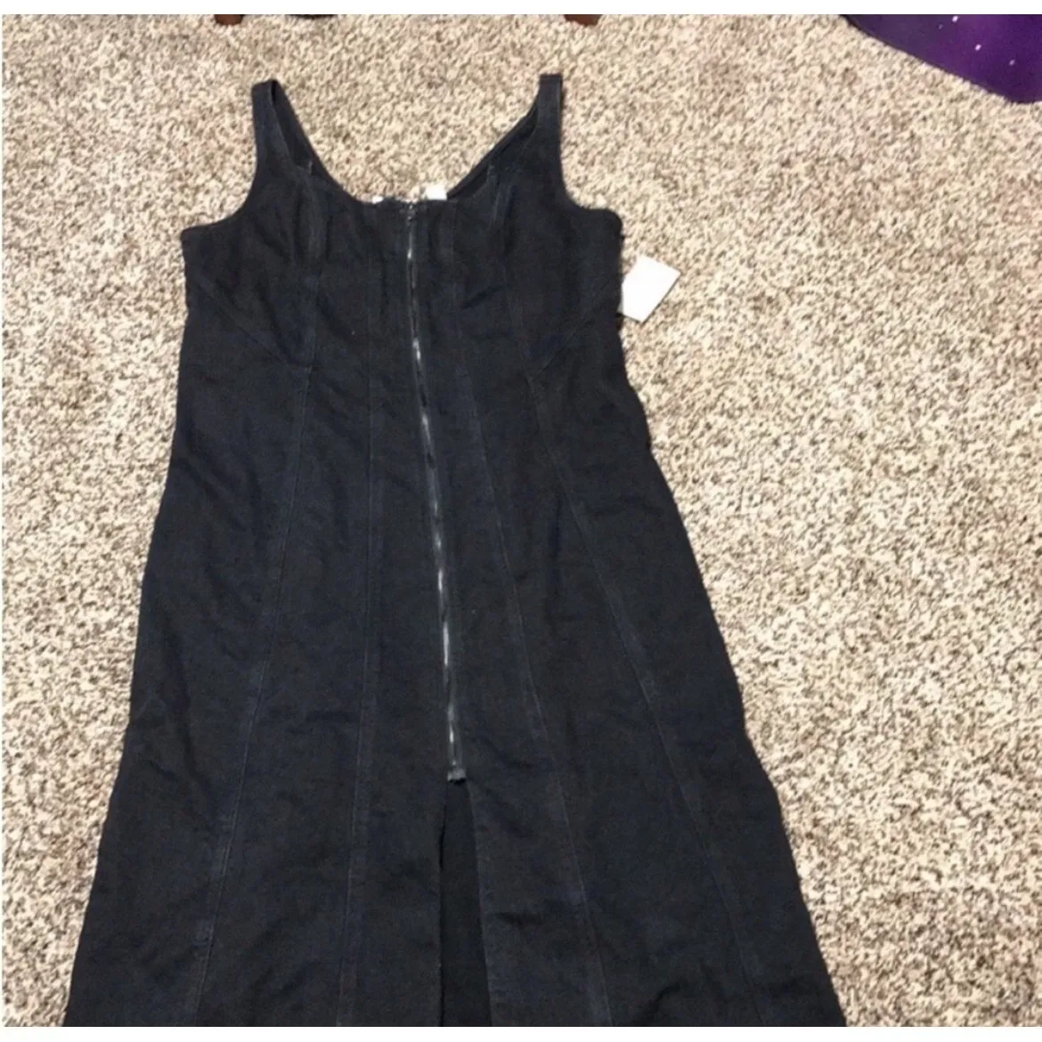 Universal Thread Black Denim Pinafore Maxi Dress Zipper Front Size 14 - $32  New With Tags - From Stephanie