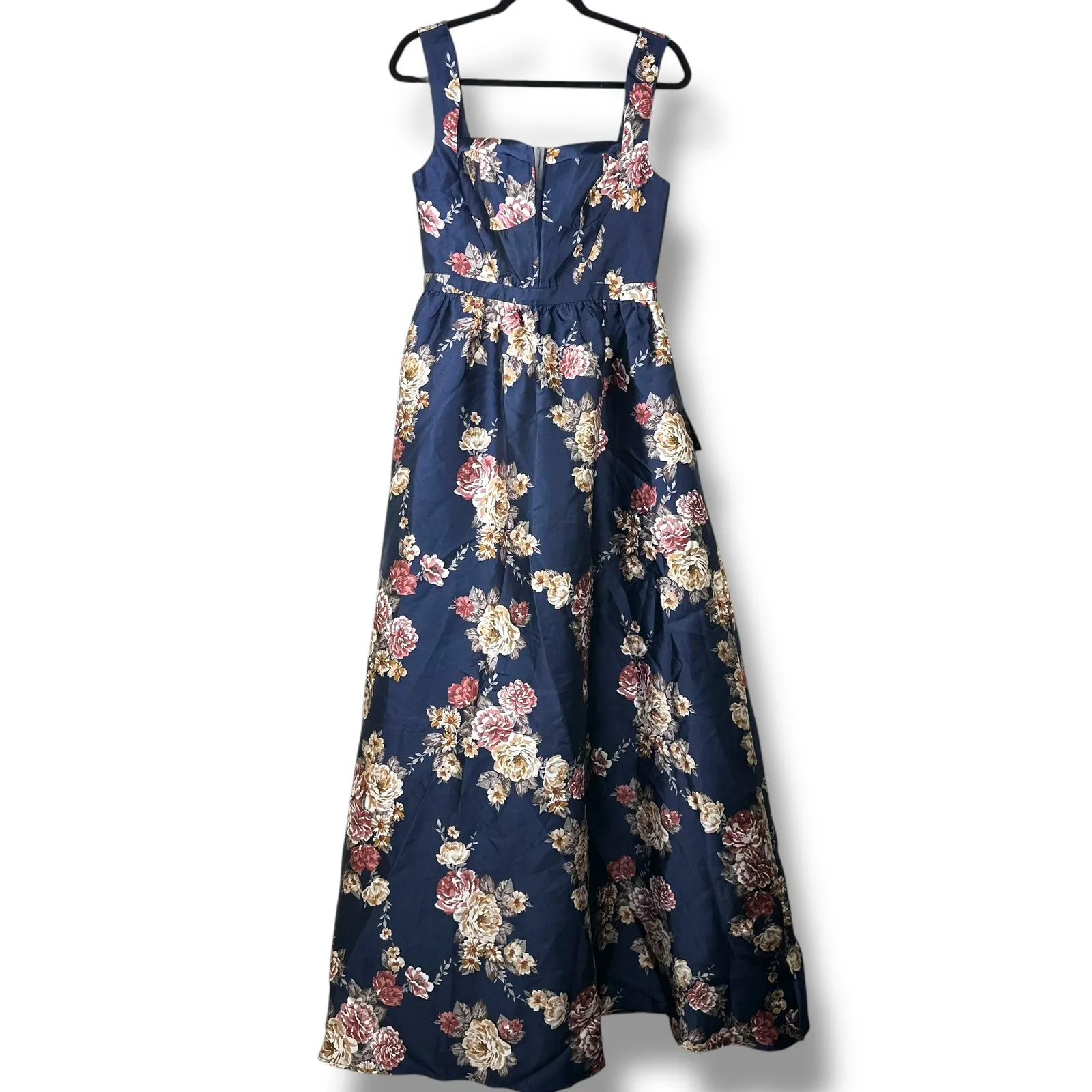 Lulus NWT Elegant Pick Navy Blue Floral Sleeveless Bustier Maxi Dress Medium - Image 3