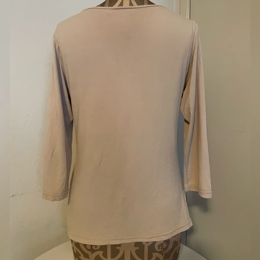 Women Beige Solid Round Neck T - Image 5